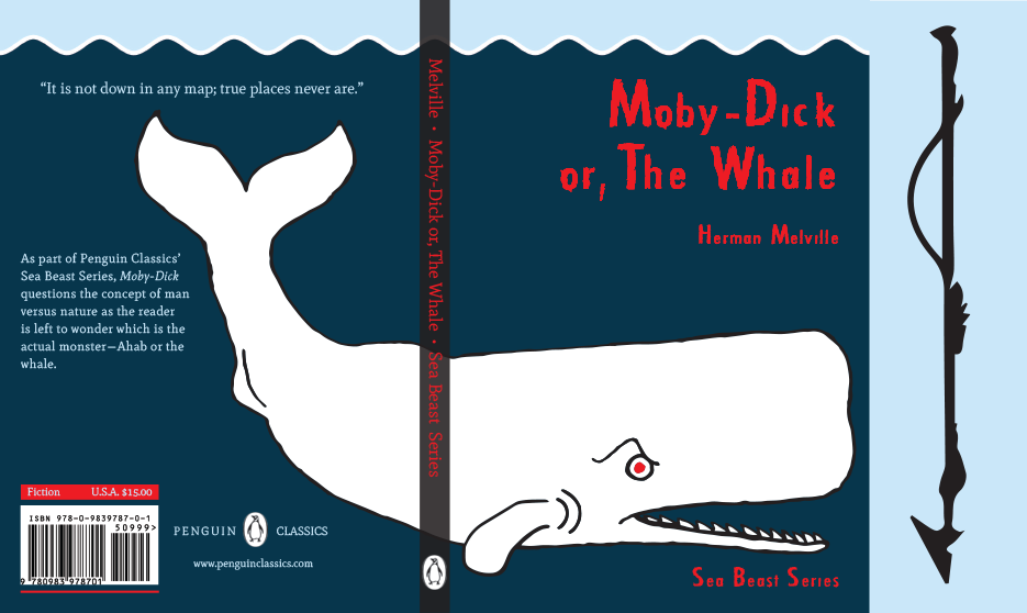 Great White Whale Book Cover for Herman Melville’s Moby-Dick or, The Whale.