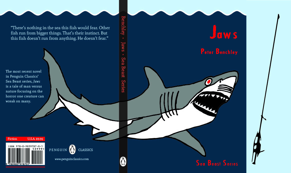 Great White Shark Book Cover Illustration for Peter Benchley’s Jaws.