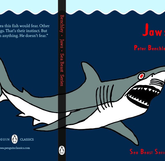 Great White Shark Book Cover Illustration for Peter Benchley’s Jaws.